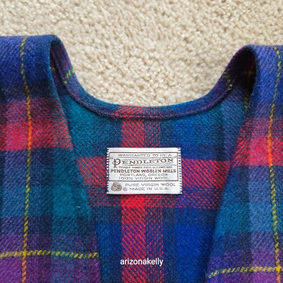 Vintage Pendleton WOOL Wrap Colorful Plaid Thick Excellent Condition - Picture 2 of 16